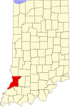 Map of Indiana highlighting Knox County